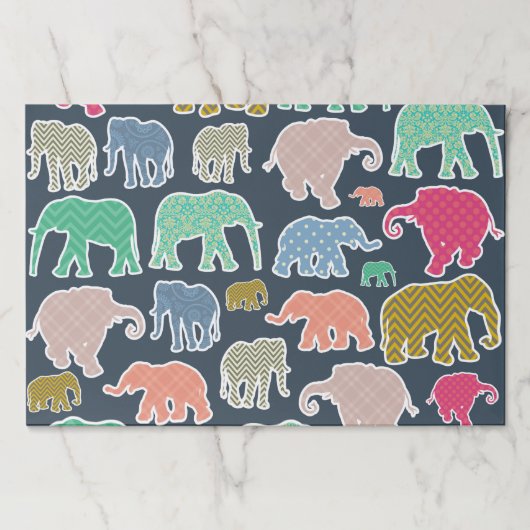 象カラフル、象の模様、ジグザグ ペーパーパッド (正面)