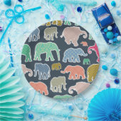 象カラフル、象の模様、ジグザグ ペーパープレート (パーティー)