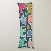象カラフル、象の模様、ジグザグ ボディピロー (正面縦)