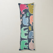 象カラフル、象の模様、ジグザグ ボディピロー (裏面 (縦))