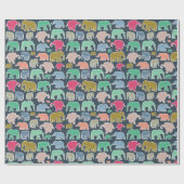 象カラフル、象の模様、ジグザグ ラッピングペーパー (フラット)