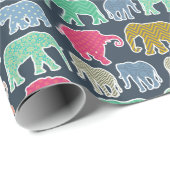 象カラフル、象の模様、ジグザグ ラッピングペーパー (ロールコーナー)