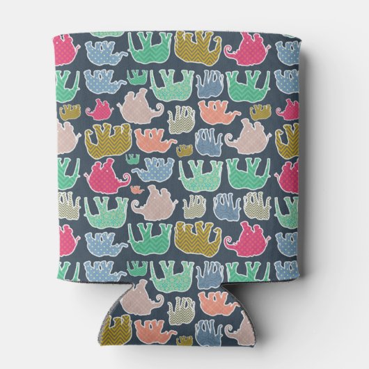 象カラフル、象の模様、ジグザグ 缶クーラー (裏面)