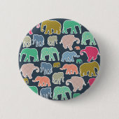 象カラフル、象の模様、ジグザグ 缶バッジ (正面)