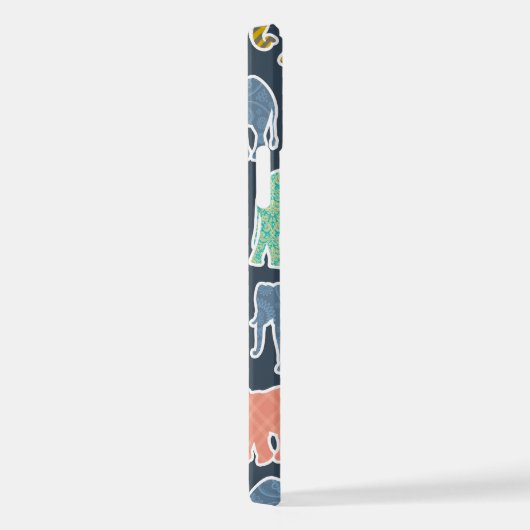 象カラフル、象の模様、ジグザグ iPhoneケース (右側面)