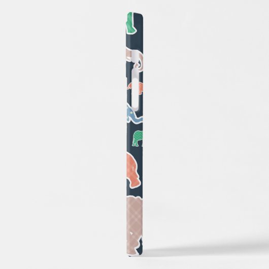 象カラフル、象の模様、ジグザグ iPhoneケース (左側面)