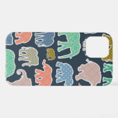 象カラフル、象の模様、ジグザグ iPhoneケース (裏面横)