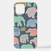 象カラフル、象の模様、ジグザグ iPhoneケース (裏面)