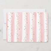 象ガーリーピンク赤面金ゴールド花赤ちゃんシャワー 招待状 (裏面)