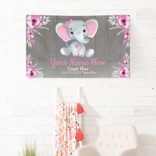 象ガールバックドロップピンクの名前素朴花 横断幕 (インサイチュ)