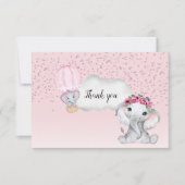 象ガールバルーンベビーシャワーサンキューカード サンキューカード (正面)