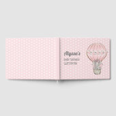 象ガールピンクのホットエアバルーンベビーシャワー ゲストブック (全面)