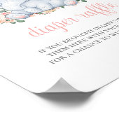 象ガールピンク赤ちゃんシャワーおむつラッフルサイン ポスター (角)