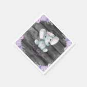 象ガール素朴パープルフローラ紙ナプキン スタンダードカクテルナプキン (角)