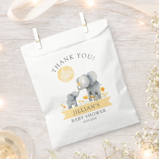 象キス赤ちゃんシャワーありがとう フェイバーバッグ (クリップ留めされた状態)