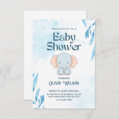 象キリンベビーデザインシャワー 招待状 (正面/裏面)