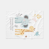 象キリン鳥パーソナライズされた誕生スタットベビー フリースブランケット (正面(横))
