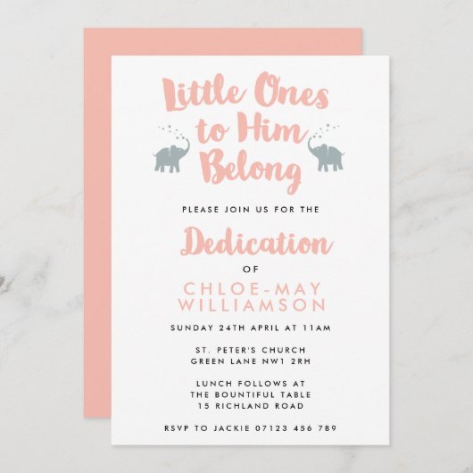 象クリスチャン献身招待状 |コーラル 招待状 (正面/裏面)