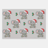 象クリスマスウィンターアニマルズホリデーゾウ ラッピングペーパーシート (正面2)