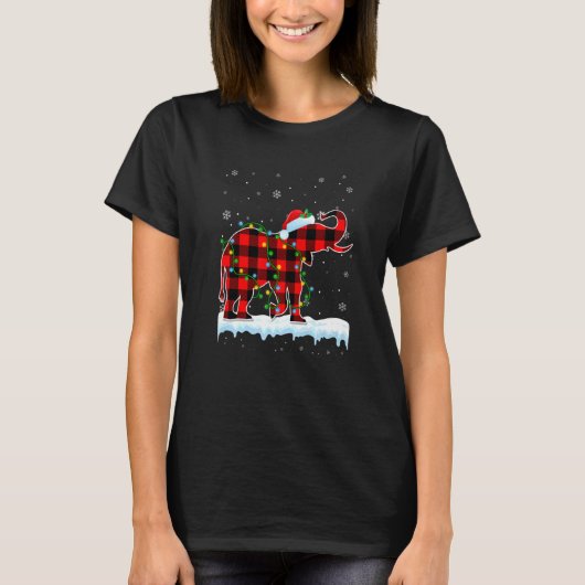 象クリスマスサンタハットかわいい動物のクリスマスリグ Tシャツ (正面)