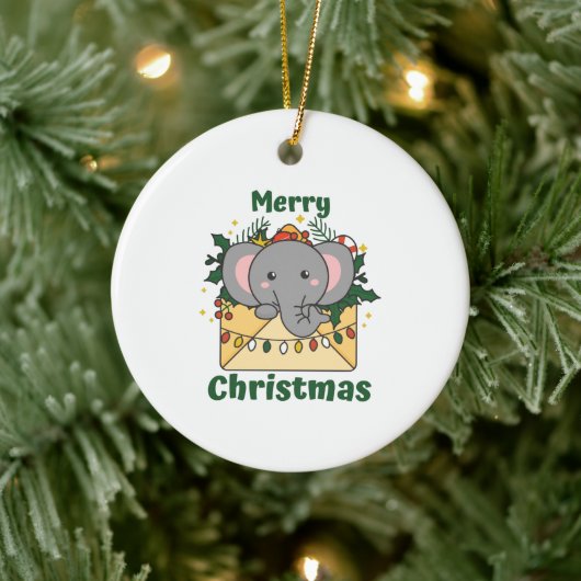 象クリスマスレターウィンターアニマルゾウ セラミックオーナメント (ツリー)
