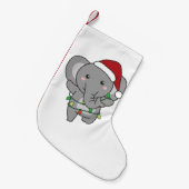 象クリスマス冬の動物ゾウ スモールクリスマスストッキング (正面 (吊り時))