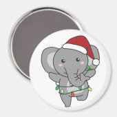 象クリスマス冬の動物ゾウ マグネット (正面/裏面)