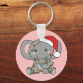 象クリスマス冬の動物ゾウKeycha キーホルダー (正面)