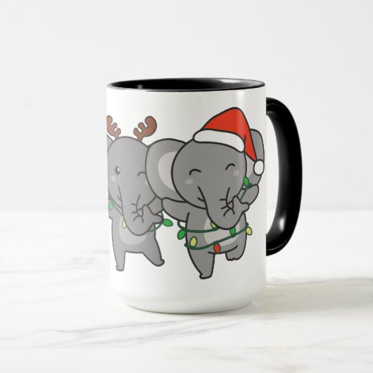 象クリスマス動物かわいいマグカップ マグカップ (正面右)