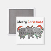 象クリスマス動物象の磁メリー石 マグネット (正面/裏面)