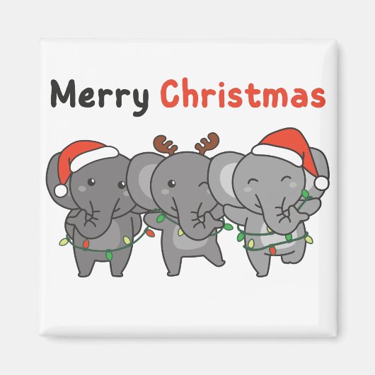 象クリスマス動物象の磁メリー石 マグネット (正面)