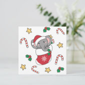 象クリスマス雪の冬の動物ゾウ シーズンカード (スタンド正面)