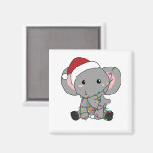 象クリスマス雪の冬の動物ゾウ マグネット (正面/裏面)