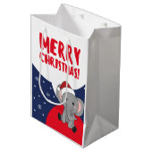 象クリスマス雪の冬の動物ゾウ ミディアムペーパーバッグ (正面アングル)