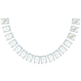 象クレセントムーンブルーフローラ男の子の赤ちゃんシャワー バンティングフラッグ