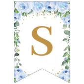 象クレセントムーンブルーフローラ男の子の赤ちゃんシャワー バンティングフラッグ (第2の旗)