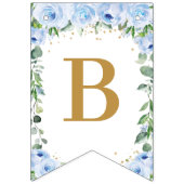 象クレセントムーンブルーフローラ赤ちゃんシャワー バンティングフラッグ (第2の旗)