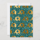 象グリッターティール（緑がかった色）金ゴールドブライダル誕生日パーティー 招待状 (裏面)