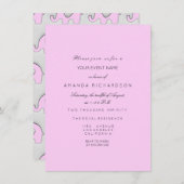 象グリッターベビーシャワーガールグレーグレーピンク 招待状 (正面/裏面)