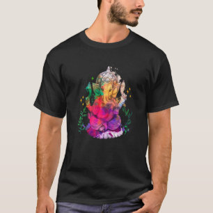 象サイケデリック象ガネシャアートデザイン Tシャツ