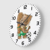 象サッカー選手おもしろいスポーツ動物 ラージ壁時計 (傾斜)