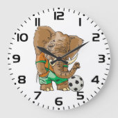 象サッカー選手おもしろいスポーツ動物 ラージ壁時計 (正面)