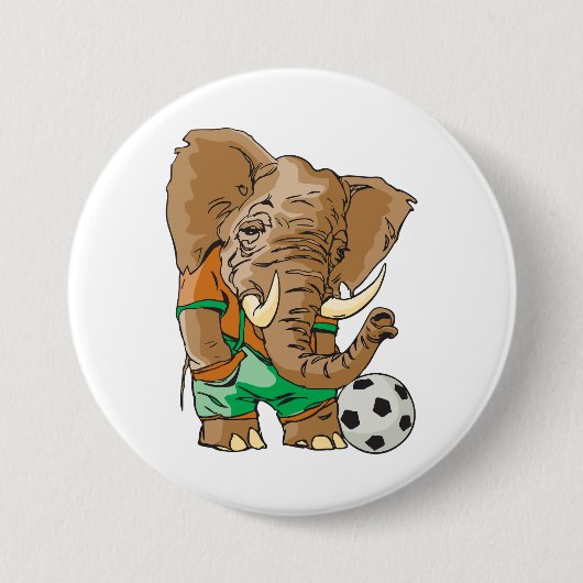 象サッカー選手おもしろいスポーツ動物 缶バッジ (正面)