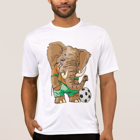 象サッカー選手おもしろいスポーツ動物 Tシャツ (正面)