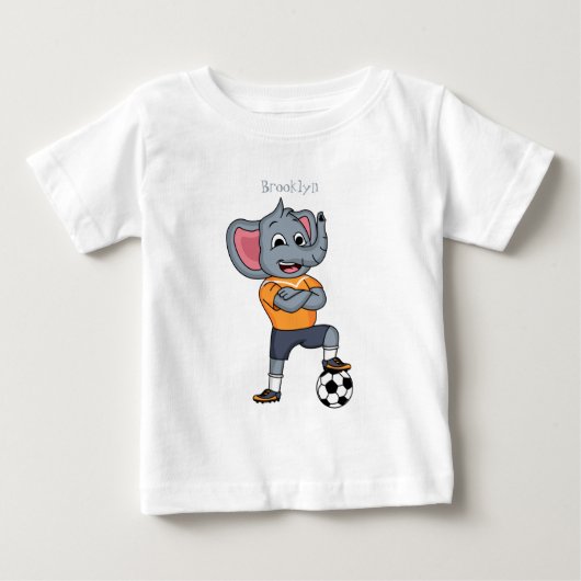 象サッカー選手の漫画イラストレーション ベビーTシャツ (正面)