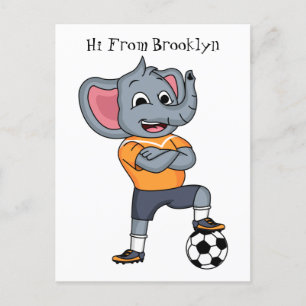 象サッカー選手の漫画イラストレーション ポストカード