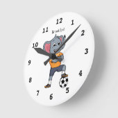 象サッカー選手の漫画イラストレーション ラウンド壁時計 (傾斜)