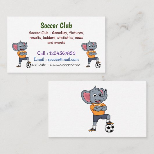 象サッカー選手の漫画イラストレーション 名刺 (正面/裏面)