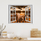 象サンセットビュートロムペロエイル偽窓 ポスター (キッチン)