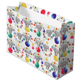 象サーカスの子供の誕生日パーティー ラージペーパーバッグ
